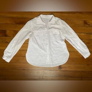 White Button-Up Flax/Cotton Blend Shirt